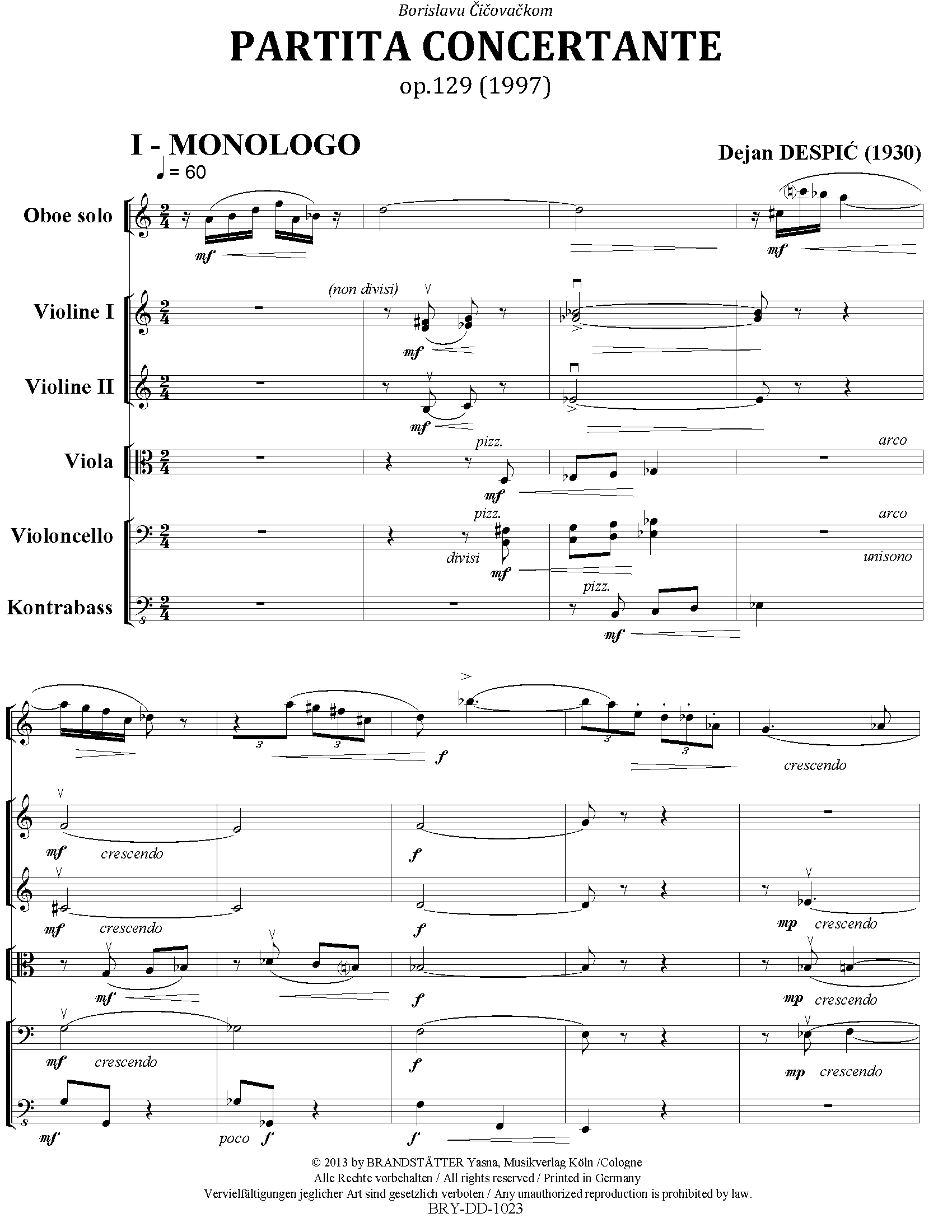 PARTITA CONCERTANTE Oboe & Streicher