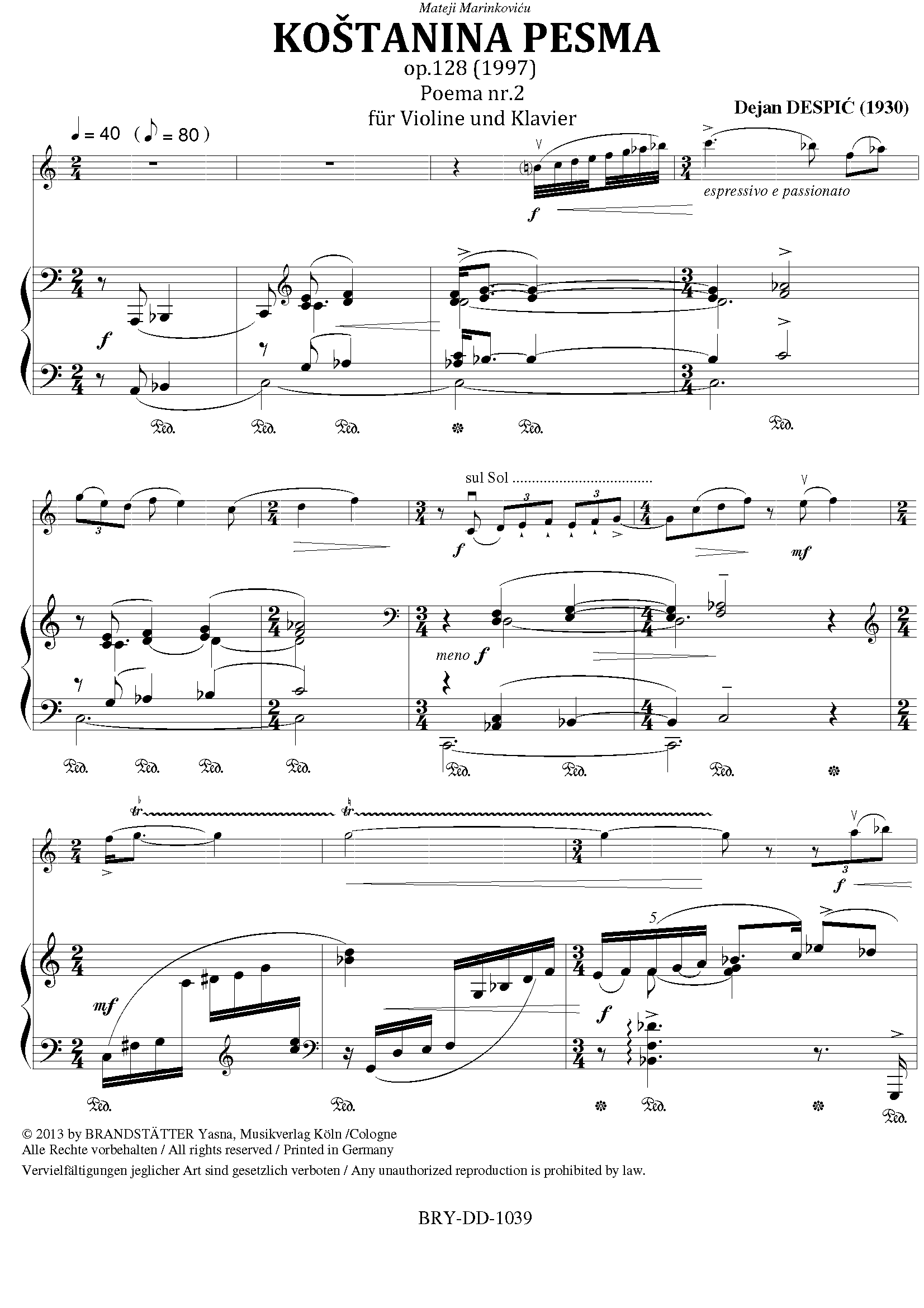 KOSTANINA PESMA op.128
